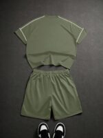PAVTROS Ensemble t-shirt à manches courtes col rond avec imprimé lettres et short à cordon de serrage taille, décontracté pour homme, été – Image 41