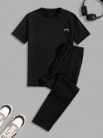 Ensemble de t-shirts à manches courtes réguliers en tissu gaufré pour hommes