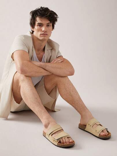 SHEIN SHUZIA Sandales décontractées ajustables à double boucle pour hommes, incontournables confortables pour un usage quotidien