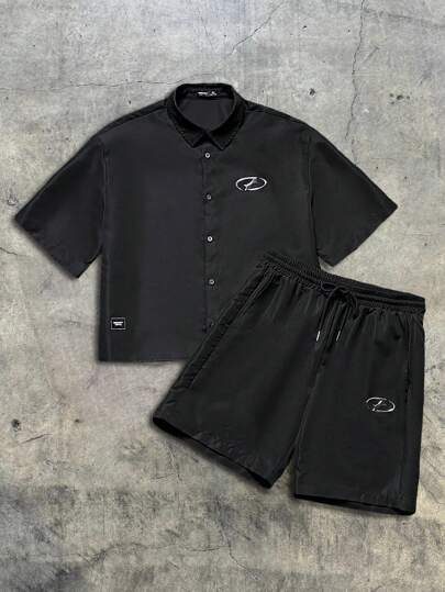 AXEPEAK Ensemble 2 pièces chemise à manches courtes et short en tissu léger pour homme, adapté pour l'été, prêt pour le streetwear