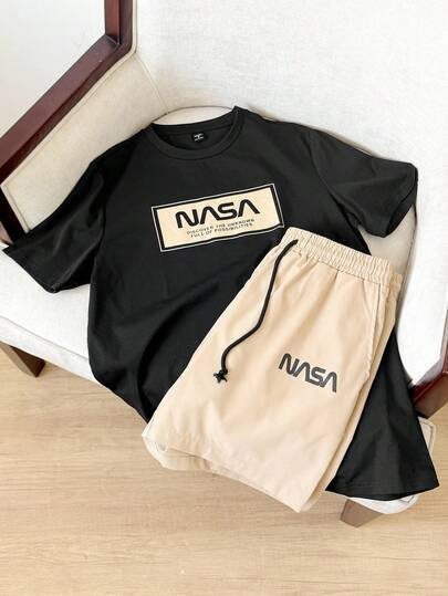SWAVVY Ensemble t-shirt en tricot et shorts Tenue d'été pour hommes