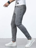 Manfinity Homme Jeans skinny lavés pour hommes, jeans slim foncés unis, jeans cargo gris clair lavés longs. Idéal pour les maris et les petits amis. – Image 5