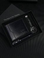 3 pièces Ensemble montre à quartz d'affaires pour hommes, portefeuille et stylo, cadeau de fête des pères, idéal comme cadeau pour les étudiants retournant à l'école – Image 2