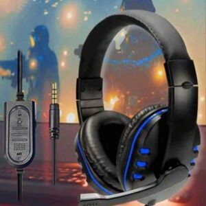Casque filaire supra-auriculaire avec microphone, prise 3,5 mm, son surround 360°, convient pour smartphone, tablette, ordinateur, jeu audio LC, lumière froide cool, couvercle respirant et agréable pour la peau