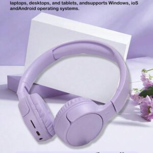 AKKHOO Casque d'écoute sans fil pliable, son stéréo, Jelly 5.3, longue durée de vie de la batterie, casque de jeu intelligent anti-bruit