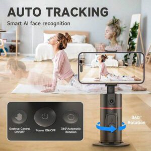 AXNEN 1 Pièce Nouvelle Version Améliorée Support De Téléphone De Suivi Automatique, Trépied De Suivi De Visage Automatique, Caméra De Contrôle À Distance, Bâton De Selfie Intelligent Intégré Portable 360 Rotation Rapide Suivant Visages Et Objets, Support De Caméra Robotique Pour Téléphone Compatible Avec Iphone 14/13/12/11 Pro/xs