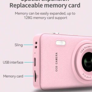 Mini caméra numérique haute définition pour étudiants, prise de photos, enregistrement vidéo, lecteur de musique MP3, carte mémoire remplaçable. Convient pour enregistrer la vie et les voyages, VLOG