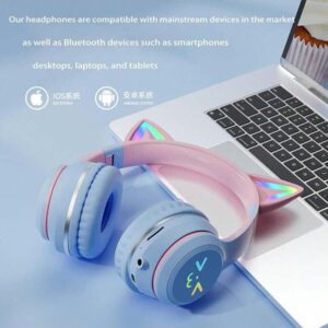 Écouteurs Bluetooth, lumière colorée respirante pliable, sans fil Bluetooth 5.0, peuvent être connectés et utilisés avec des téléphones portables, des tablettes et d'autres appareils.