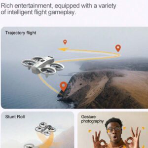 GENAI Drone pliable H21, machine de vol d'introduction pour débutants, télécommande manuelle, décollage/atterrissage d'un seul bouton et opération simple, retournement à 360 degrés, gyroscope horizontal, 6 minutes d'autonomie de vol par charge, cadeau pour les fêtes/anniversaire. (Cette version de drone n'a pas de caméra) 1800mAh