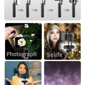 AXNEN Perche à selfie stabilisée par cardan extensible à 70 cm avec éclairage de remplissage blanc/froid/naturel, perche à selfie Bluetooth portable avec télécommande sans fil, support de téléphone à rotation 360° pour une vidéo anti-tremblement, vlogging de vacances, voyages en extérieur