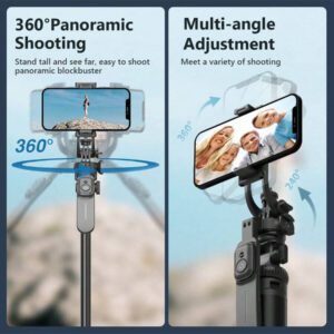 AXNEN Perche à selfie trépied de 78,74" (2 mètres), tout en un: trépied pour téléphone portable extensible, monopode repliable pour voyage avec télécommande sans fil, compatible avec les selfies de téléphone portable iPhone et Android, pour enregistrement vidéo d'une caméra d'action GoPro, vlogging, maintien stable d'une diffusion en direct en aluminium