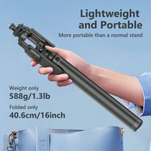 AXNEN Perche à selfie trépied de 78,74" (2 mètres), tout en un: trépied pour téléphone portable extensible, monopode repliable pour voyage avec télécommande sans fil, compatible avec les selfies de téléphone portable iPhone et Android, pour enregistrement vidéo d'une caméra d'action GoPro, vlogging, maintien stable d'une diffusion en direct en aluminium