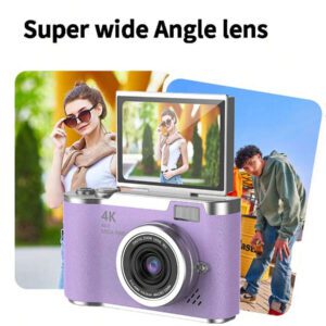 Appareil photo numérique rétro abordable pour étudiants - Objectif double 48 MP, zoom 16x, vidéo 4K et mise au point automatique