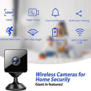 1 pièce + carte SD 16 Go, caméra cachée Full HD 1080p, petite caméra carrée pour nounou, avec télécommande via application, adaptée au bureau à domicile. Avec fonction de vision nocturne, caméras intelligentes pour la maison.