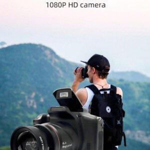 Appareil photo numérique de 16 Mégapixels avec 1080p, stabilisation d'image numérique 16x zoom, caméra vidéo domestique avec objectif amovible 2,4 pouces - Noir