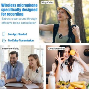 Microphone cravate sans fil professionnel compatible avec iPhone, iPad - Microphone omnidirectionnel sans fil à condensateur pour enregistrement d'entretien, vidéo, podcast
