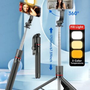 AXNEN 67" Perche Selfie Bluetooth Trépied Détachable Télécommande, Trépied Téléphone Portable Extensible et Support 3 en 1, Pour la Diffusion en Direct et la Photographie, Compatible avec 16/15/14 Pro Max/14 Pro/14/14 Plus/13 Pro Max/13 Pro, Galaxy S22