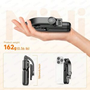 TOKQI Mini perche à selfie trépied de 6,1 pouces pour téléphone portable, perche à selfie antidérapante avec support de téléphone amovible et télécommande sans fil, compatible avec plusieurs modèles de smartphones