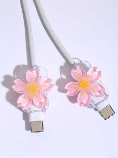2 pièces Protecteur de câble de données en forme de fleur de cerisier compatible avec Apple